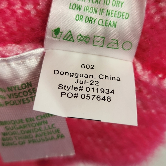 Lilly Pulitzer Cozy Fuzzy Preppy Heart Print Keane Cardigan Sweater Pink Large - Picture 16 of 16